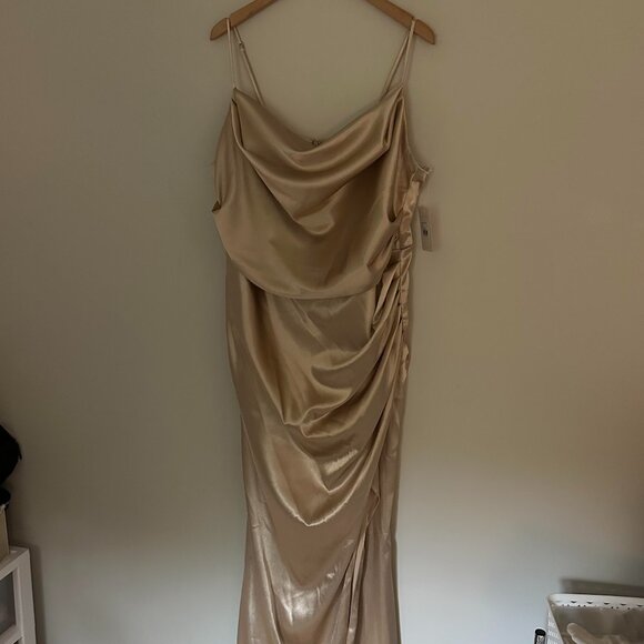 Birdy Grey Lydia Maxi Dress Shiny Gold Cowl Neck Mermaid Skirt Gown - NWT - 2X - Picture 5 of 9
